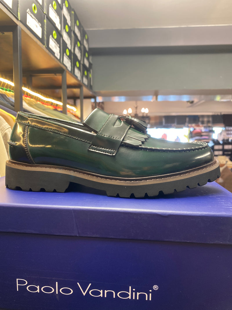 Paolo Vandini Green Patent Tassel Loafer