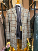 Bob Beige Blue Brown Check Overcoat