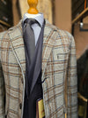 Bob Beige Blue Brown Check Overcoat