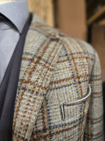 Bob Beige Blue Brown Check Overcoat