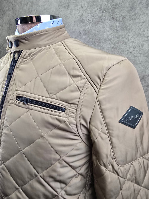 Replay Beige Quilted Biker