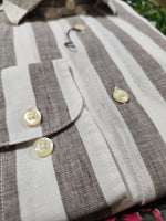 Matinique Bold Walnut Stripe Linen Shirt