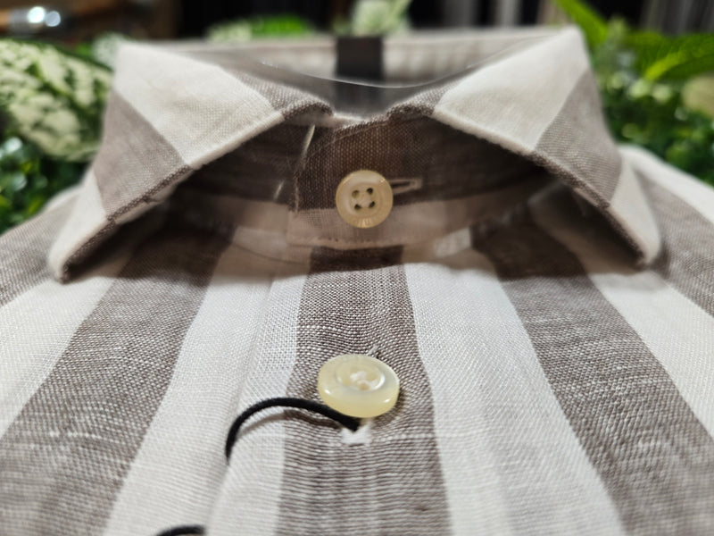 Matinique Bold Walnut Stripe Linen Shirt