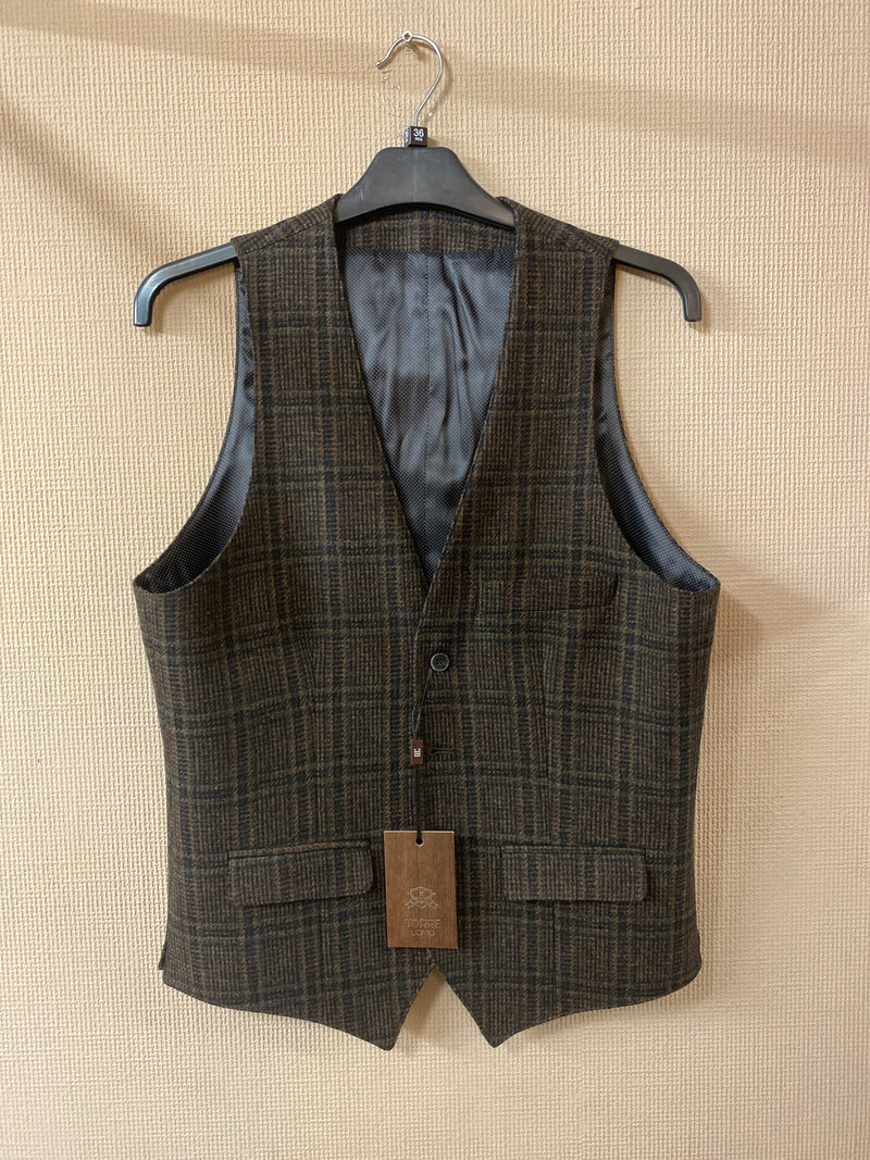 Torre Sirius Brown Check Waistcoat