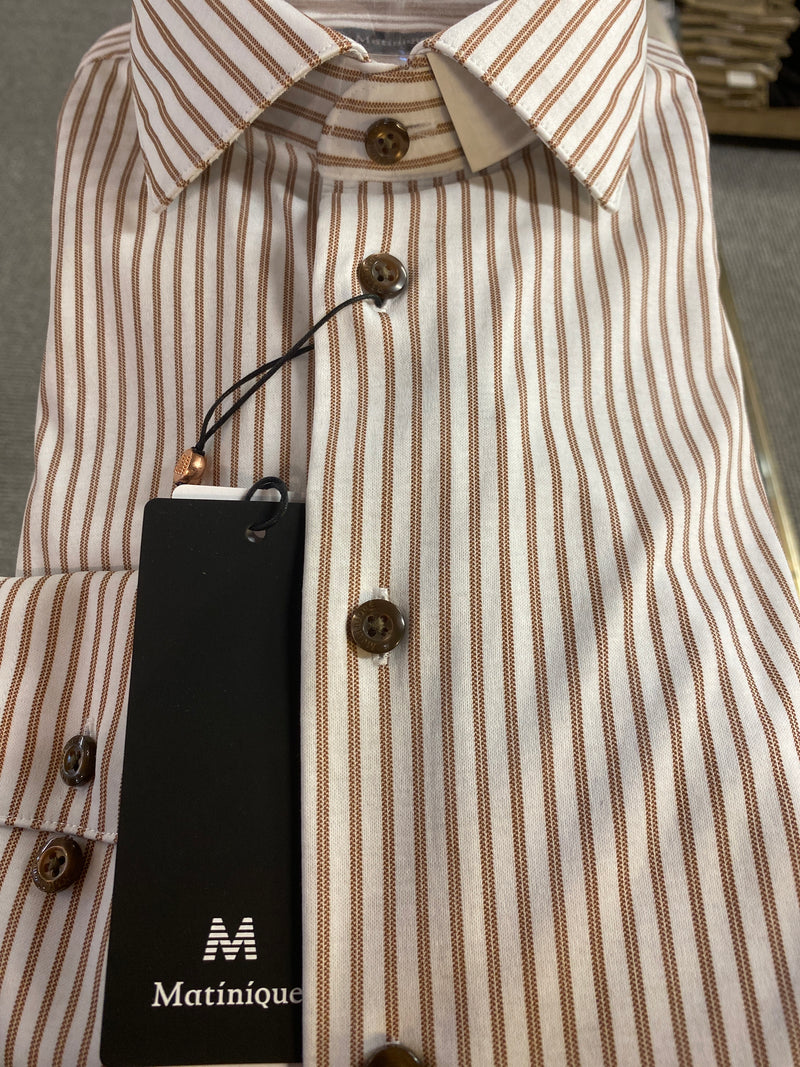 Matinique Brown Pinstripe Shirt