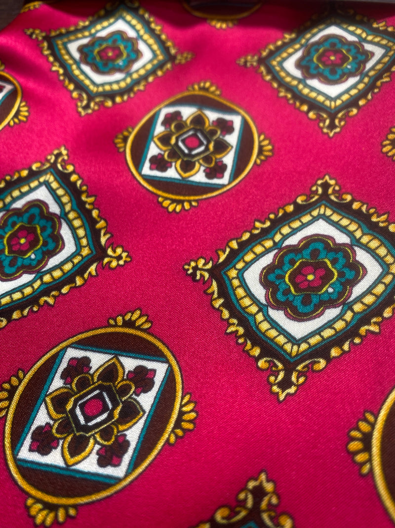 Tootal Medalion Pomegranite Silk Scarf