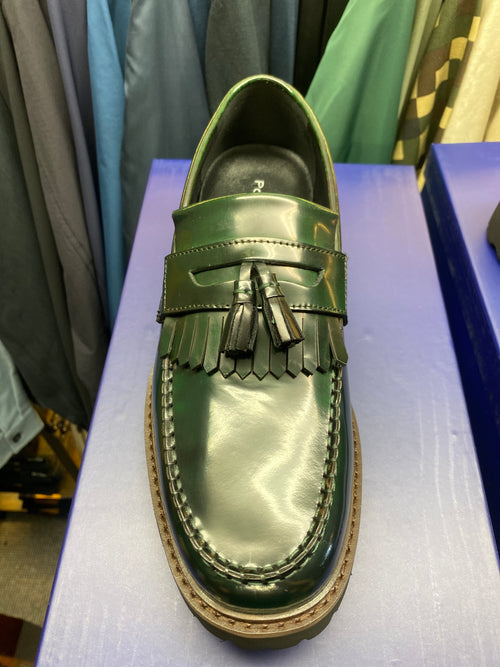 Paolo Vandini Green Patent Tassel Loafer