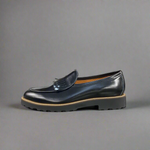 Black Double Fringe Chunky Loafer