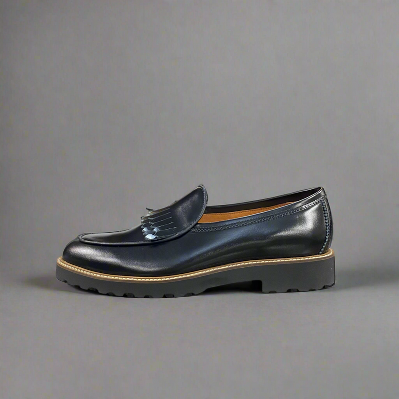 Black Double Fringe Chunky Loafer