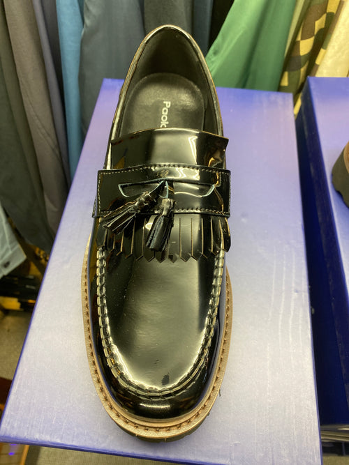 Paolo Vandini Black Patent Tassel Loafer