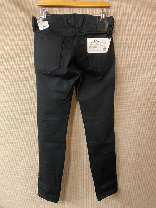 Replay Hyperflex Re-Used Overdyed Black Stretch Denim Jeans