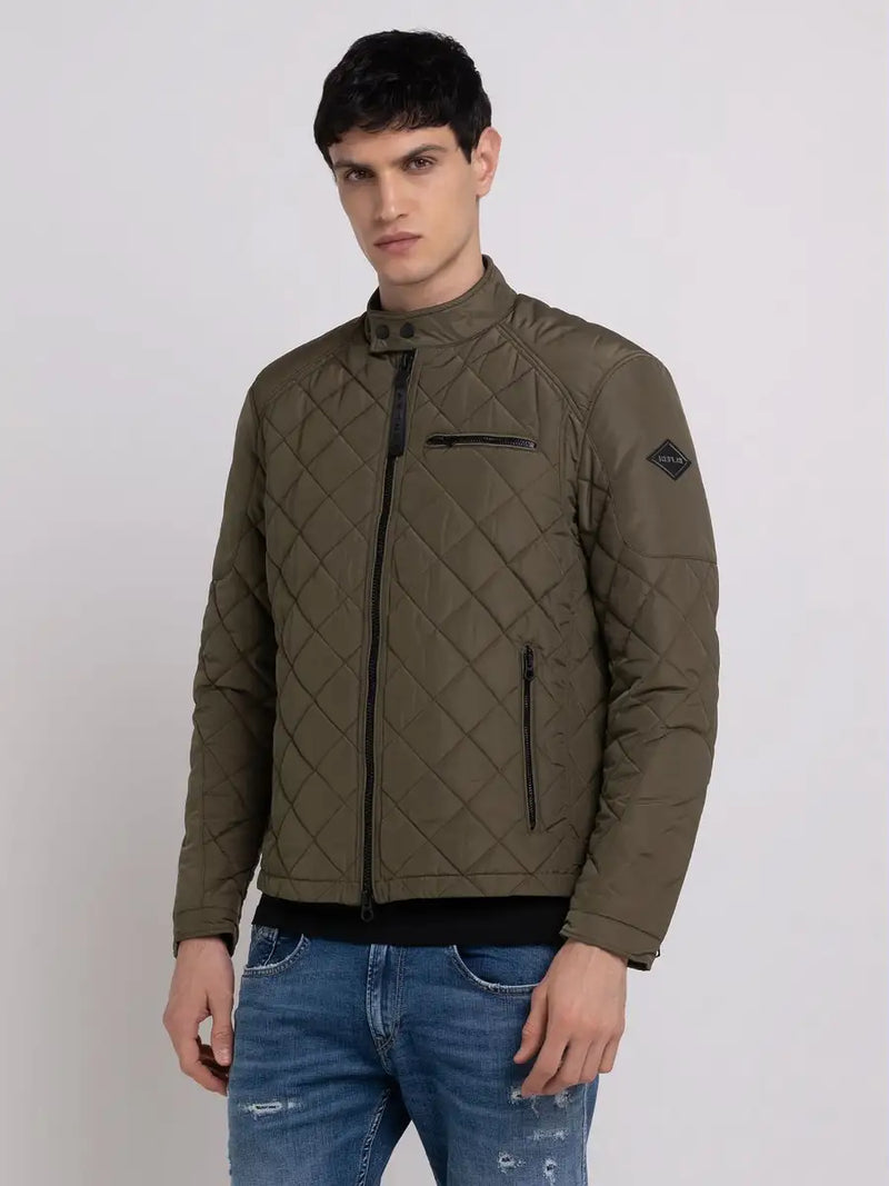 Replay Green Quilted Biker