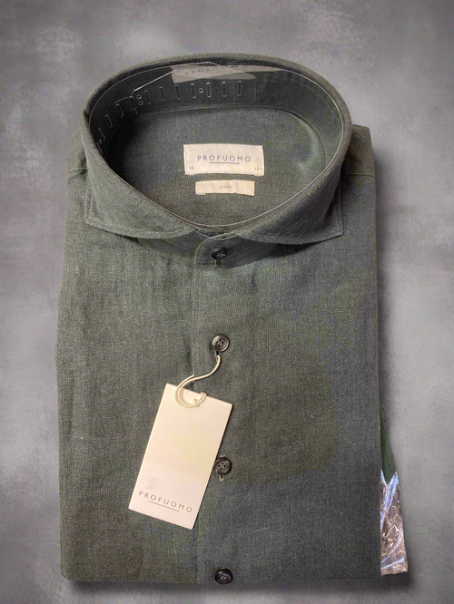 Profuomo Green Linen Shirt