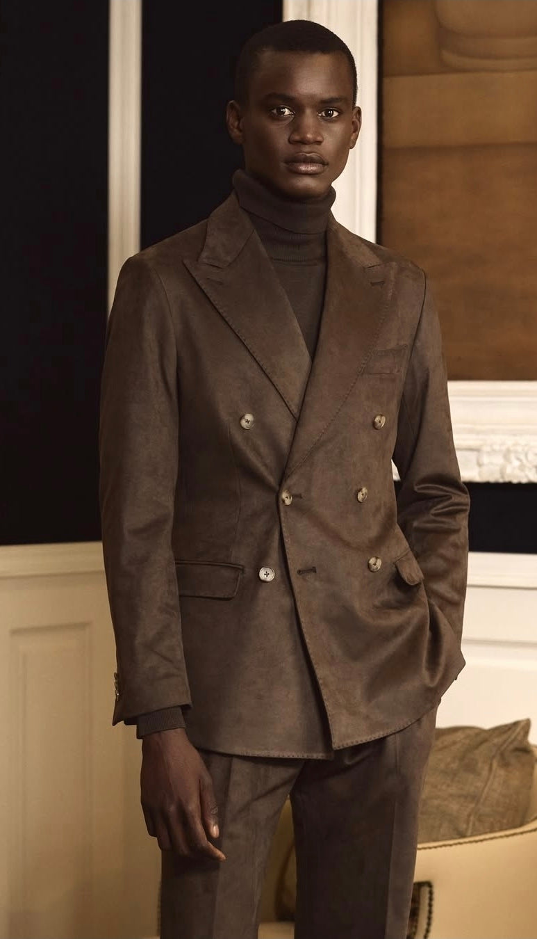 Suede Brown Double Breasted Blazer