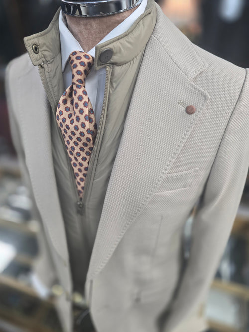 Beige Blazer with Gilet insert