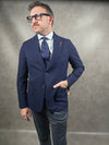Bernese Herringbone Textured Navy Blazer