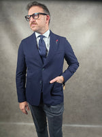 Bernese Herringbone Textured Navy Blazer