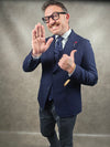 Bernese Herringbone Textured Navy Blazer