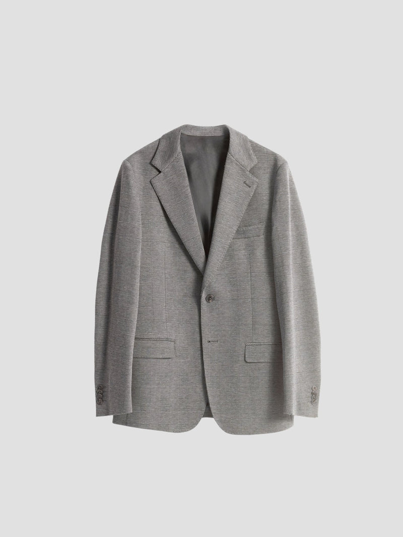 Beige Prince of Wales Check Blazer