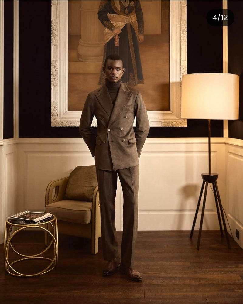 Suede Brown Double Breasted Blazer