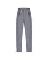 Manuel Ritz gray double pleat stretch wool flannel trousers
