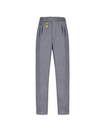 Manuel Ritz gray double pleat stretch wool flannel trousers