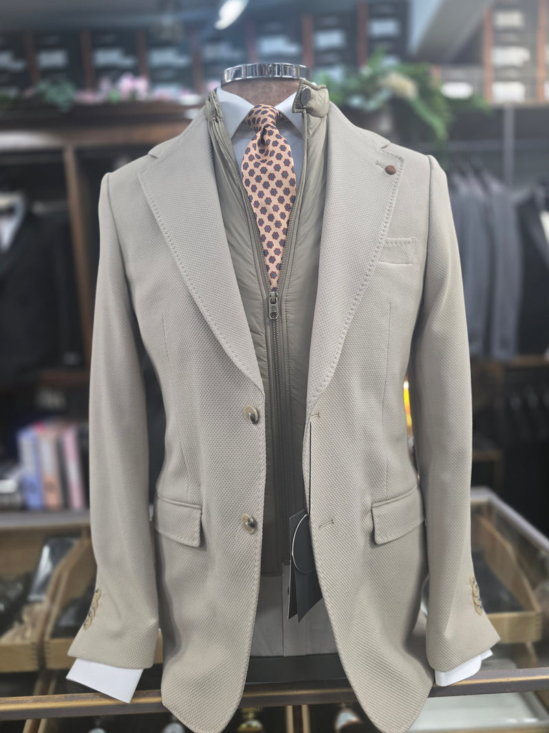 Beige Blazer with Gilet insert