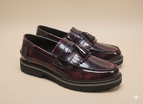 Paolo Vandini Wine Patent Tassel Loafer
