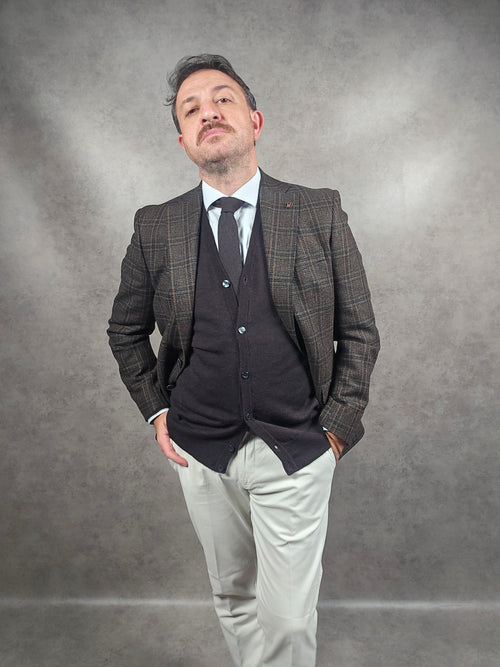 Torre Milo Brown Green Check Blazer
