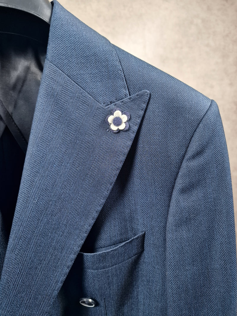 2Blind 2C Double Breasted Navy Blue Herringbone Blazer