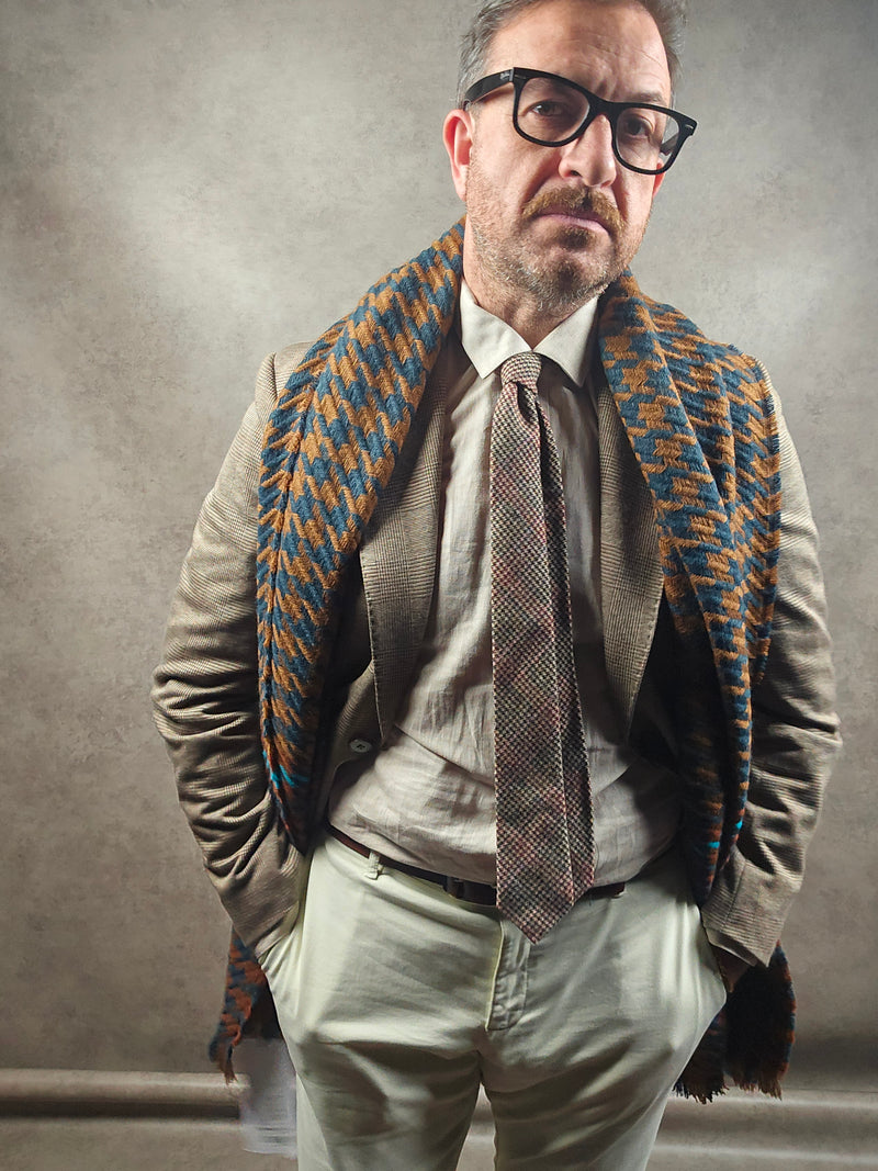 Beige Prince of Wales Check Blazer