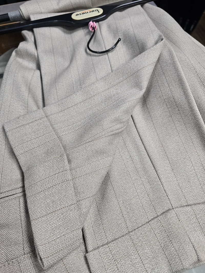 Bernese Retro Beige Striped Pants
