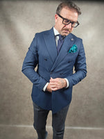 2Blind 2C Double Breasted Navy Blue Herringbone Blazer