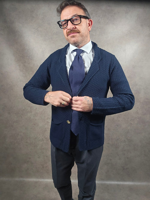 Bernese Navy Knit Cardy Blazer
