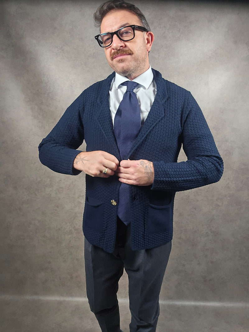 Bernese Navy Knit Cardy Blazer