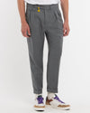 Manuel Ritz gray double pleat stretch wool flannel trousers