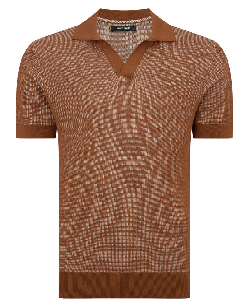 Remus Textured Knit Rust Polo