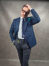 2Blind 2C Double Breasted Navy Blue Herringbone Blazer