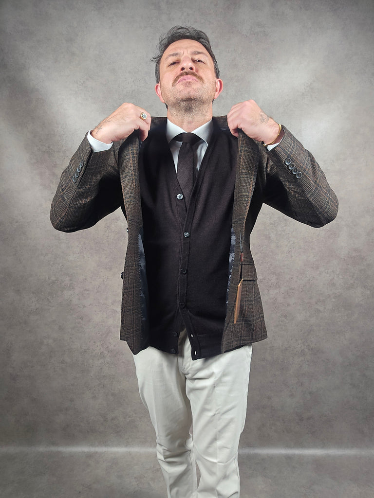 Torre Milo Brown Green Check Blazer