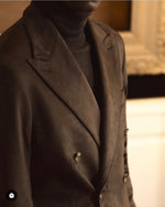Suede Brown Double Breasted Blazer