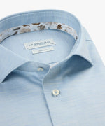 Profuomo Cutaway Melange Twill Blue Shirt