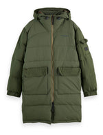 Scotch & Soda Long Green Puffa Coat