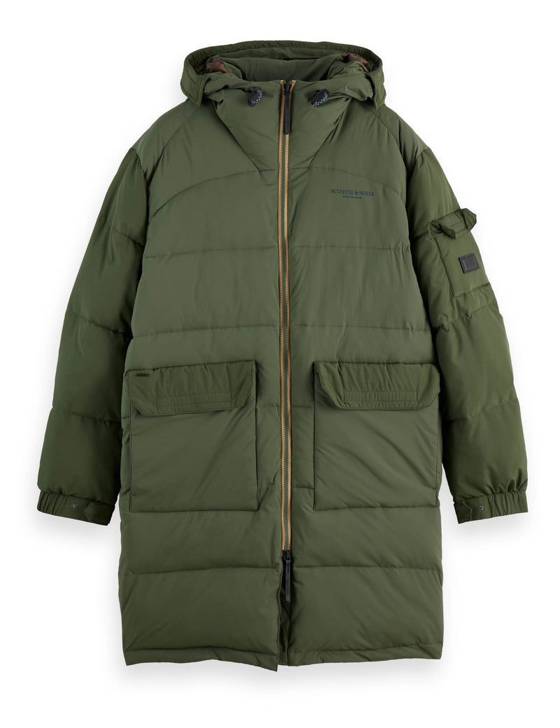 Scotch & Soda Long Green Puffa Coat