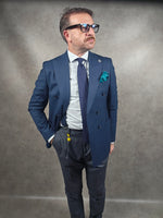 2Blind 2C Double Breasted Navy Blue Herringbone Blazer