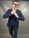 Bernese Herringbone Textured Navy Blazer