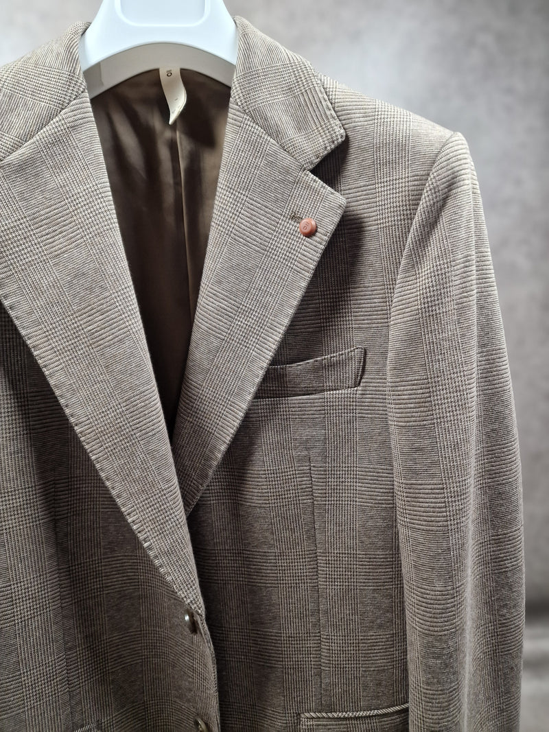 Beige Prince of Wales Check Blazer