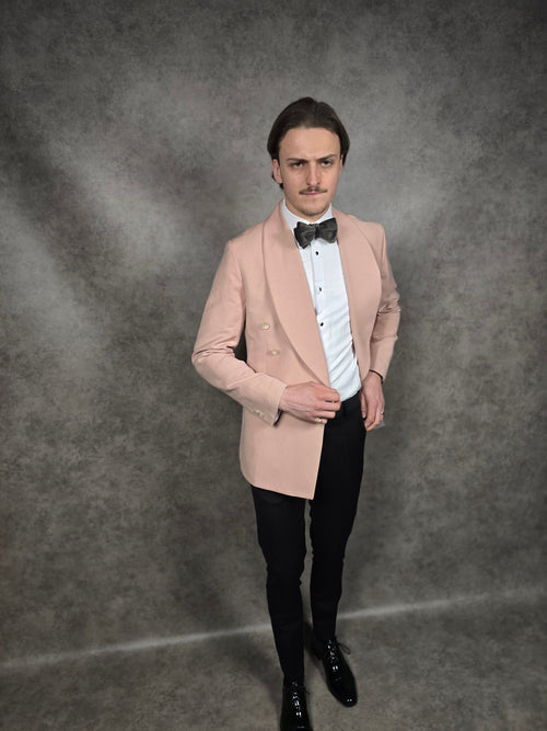 Shawl Lapel Pink Linen Blend DB