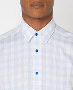 Remus Uomo Blue and White Rome Long Sleeve Formal Shirt