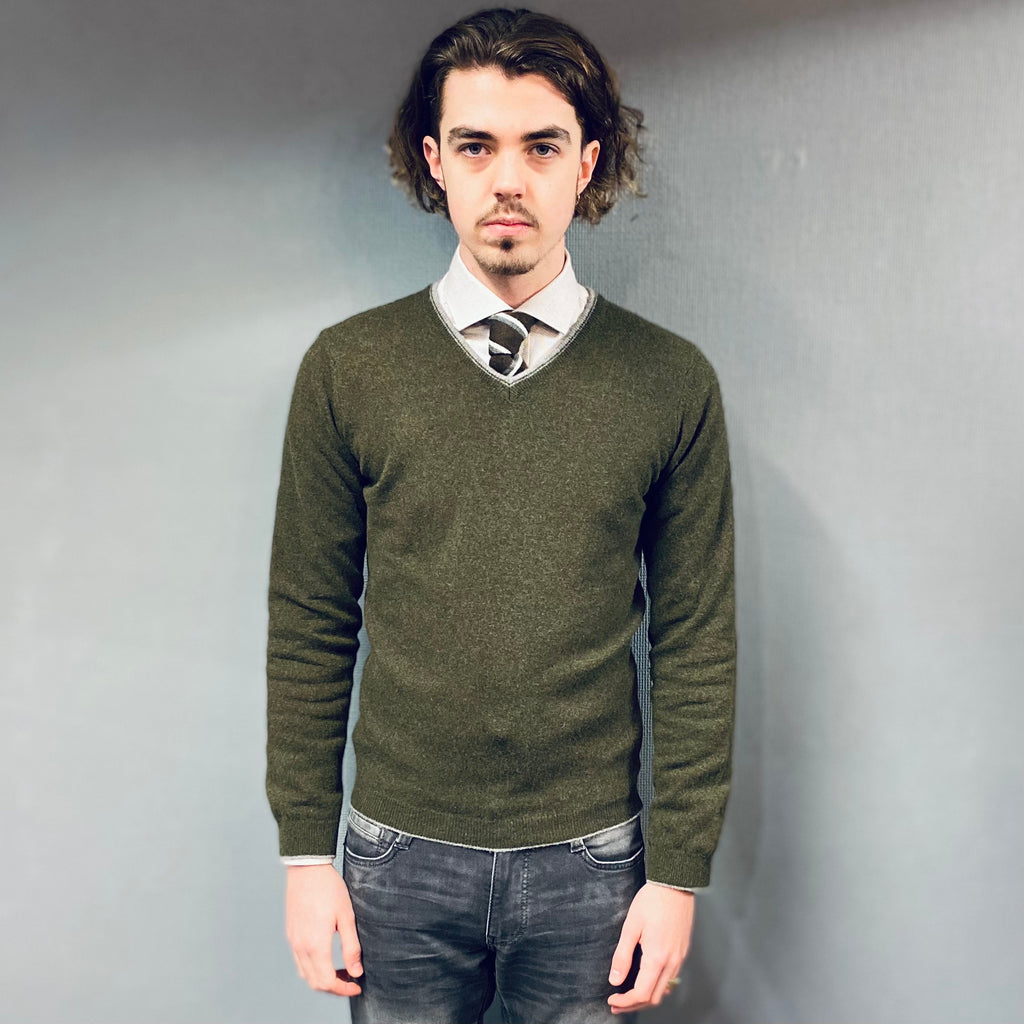 Lorenzo Magni Green V-Neck Jumper