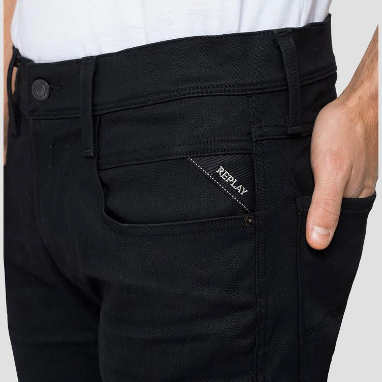 Replay Hyperflex Re-Used Overdyed Black Stretch Denim Jeans